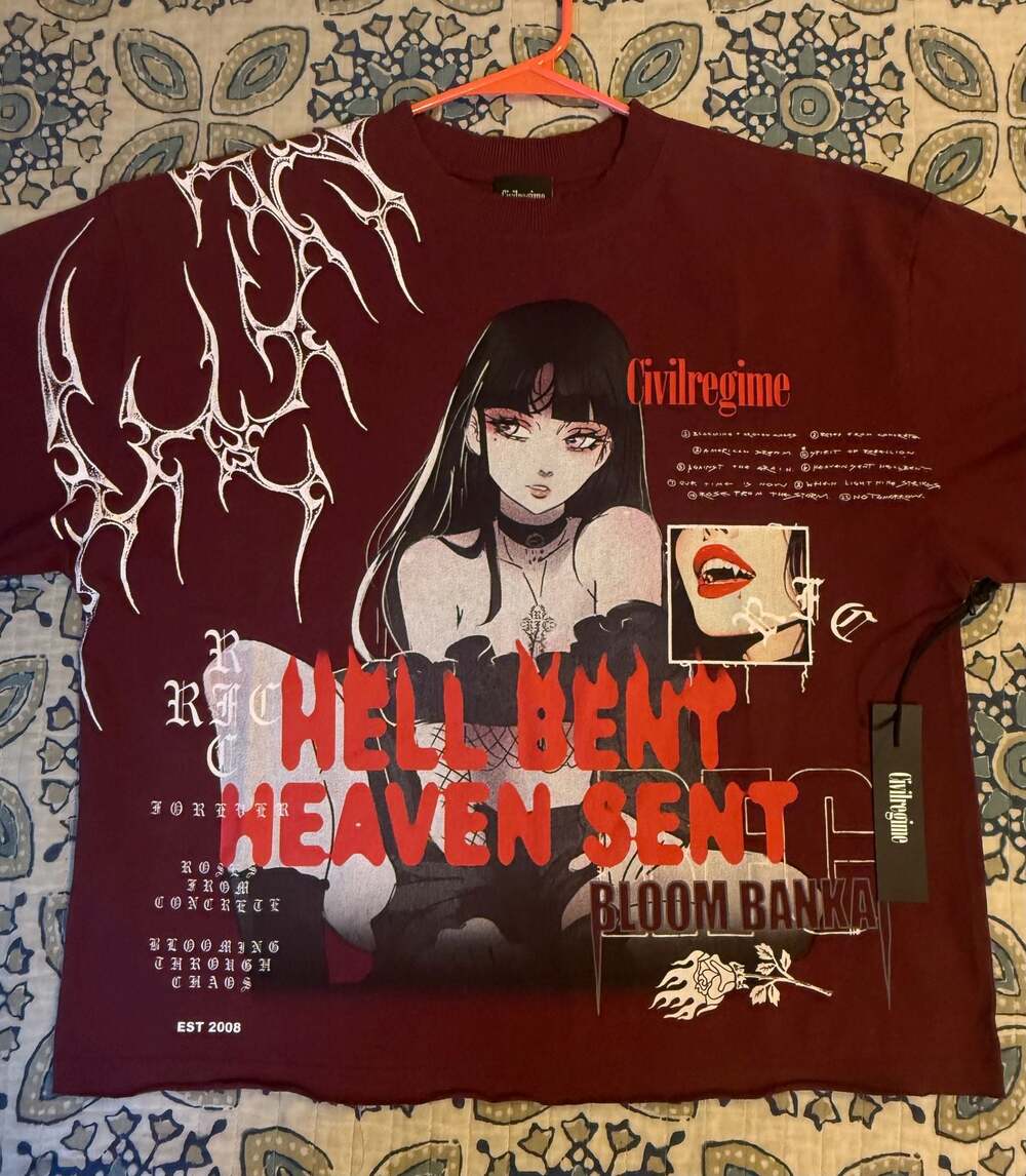 Civil Regime Hell Bent Heaven Sent Bloom Banka Maroon Dungeon Tee